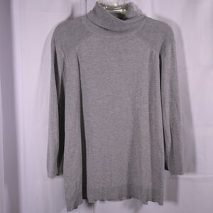Chicos 3 Womens 16 Gray 3/4 Sleeve Turtleneck Lightweight Pullover Sweater